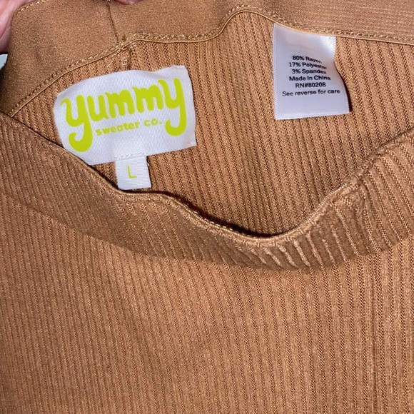 NWOT Yummy sweater company ribbed pull on pant camel brown - Picture 3 of 4